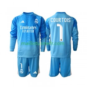 Maillot de Foot Real Madrid Thibaut Courtois 1 Domicile 2025-26 Manches Longues - Enfant